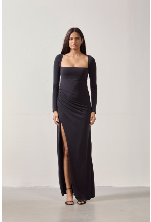 VESTIDO MANGA FENDA DRAPEADO
