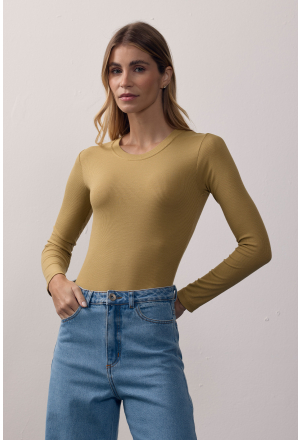 BLUSA MANGA RIBANA CAQUI