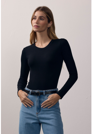 BLUSA MANGA RIBANA PRETO