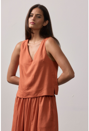 BLUSA DECOTE V CAMBRAIA TERRA