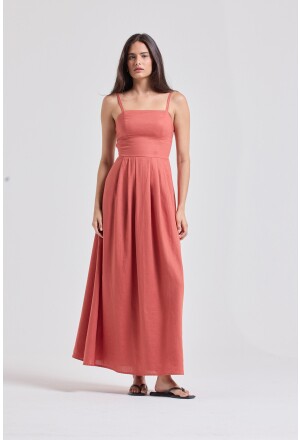 VESTIDO CELINA LINHO TELHA