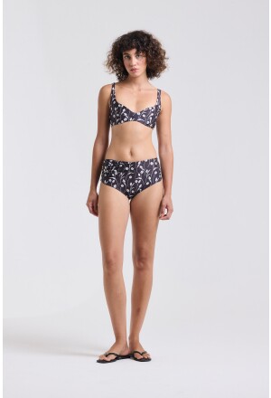 CALCINHA HOT PANTS PRETO TULIPAS