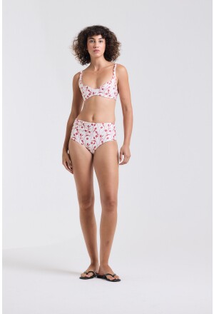 CALCINHA HOT PANTS VERMELHA TULIPAS