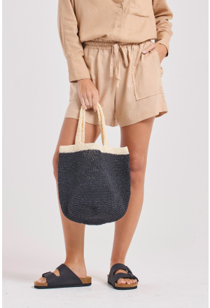 BOLSA LERU RÁFIA CREME/MARINHO