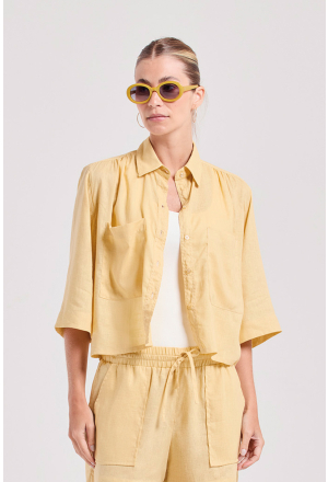 CAMISA BOLSOS CAMBRAIA AMARELO