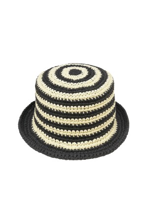 CHAPEU LERU RÁFIA CLASSICO LISTRAS PRETO E BEGE