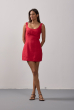 VESTIDO MINI LINHO WASHED VERMELHO