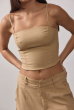 BLUSA RECORTES LINHO CARAMELO