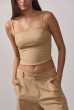 BLUSA RECORTES LINHO CARAMELO