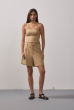 BLUSA RECORTES LINHO CARAMELO