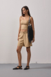 BLUSA RECORTES LINHO CARAMELO