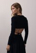 BLUSA DECOTE COSTAS AMARRAÇÃO CANELADA PRETO