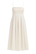 VESTIDO MIDI PREGAS AVEIA