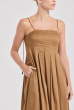VESTIDO MIDI PREGAS MARROM