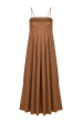 VESTIDO MIDI PREGAS MARROM