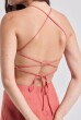VESTIDO COSTAS AMARRAÇÃO LINHO TELHA