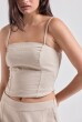 BLUSA ALÇA RECORTES LINHO AREIA
