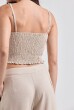 BLUSA ALÇA RECORTES LINHO AREIA