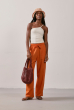 CALÇA RETA BOLSO CAMBRAIA LARANJA