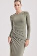 VESTIDO MANGA DRAPEADO VERDE MILITAR