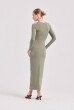 VESTIDO MANGA DRAPEADO VERDE MILITAR