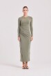 VESTIDO MANGA DRAPEADO VERDE MILITAR
