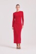 VESTIDO MANGA DRAPEADO VERMELHO
