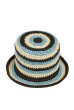 CHAPEU LERU RÁFIA CLASSICO LISTRAS PRETO E AZUL CLARO