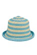CHAPEU LERU RÁFIA CLASSICO LISTRAS AZUL CLARO E OFFWHITE