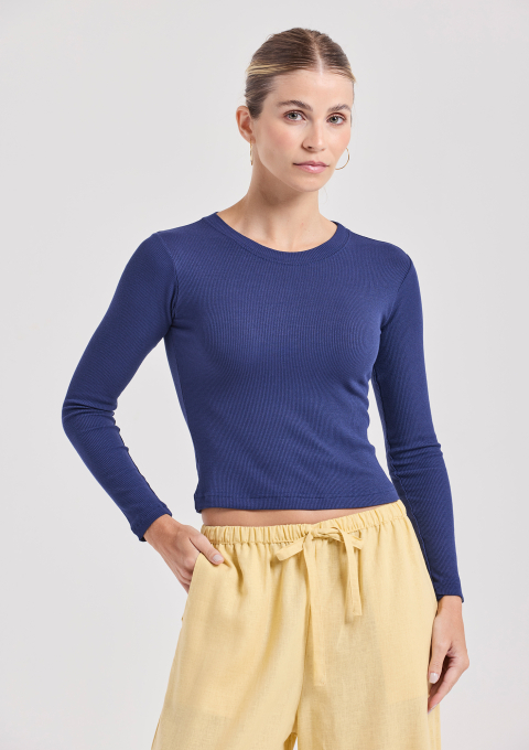 BLUSA MANGA RIBANA MARINHO