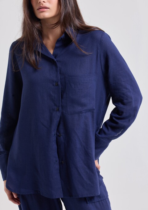 CAMISA SOCIAL CAMBRAIA MARINHO