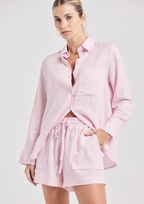 SHORT BOLSO CAMBRAIA ROSA