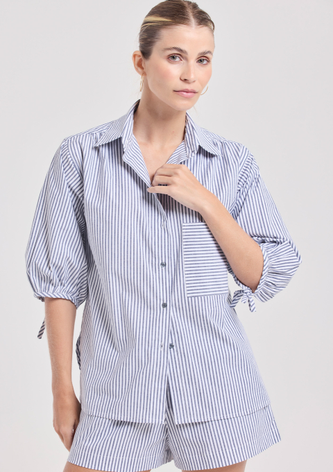 BLUSA SOCIAL LISTRAS LINEN