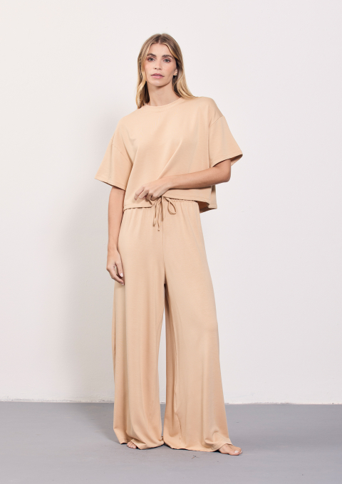 CALÇA SERENA FLANELADA BEGE