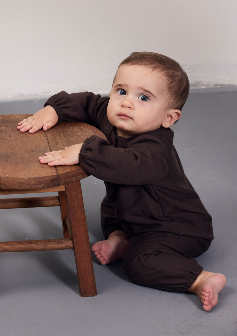 MACACÃO BABY COZY FLANELADO CAFÉ