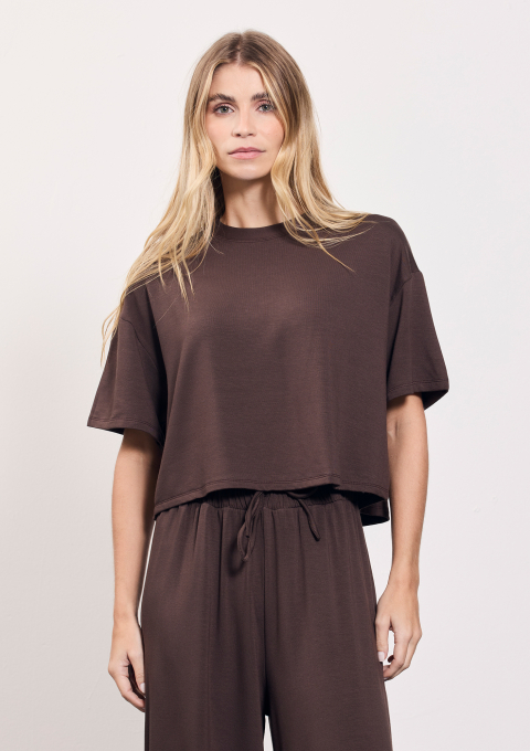 T-SHIRT SERENA FLANELADA CAFÉ