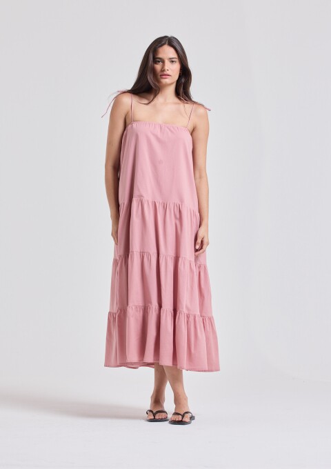 VESTIDO MAXI ALGODAO ROSA
