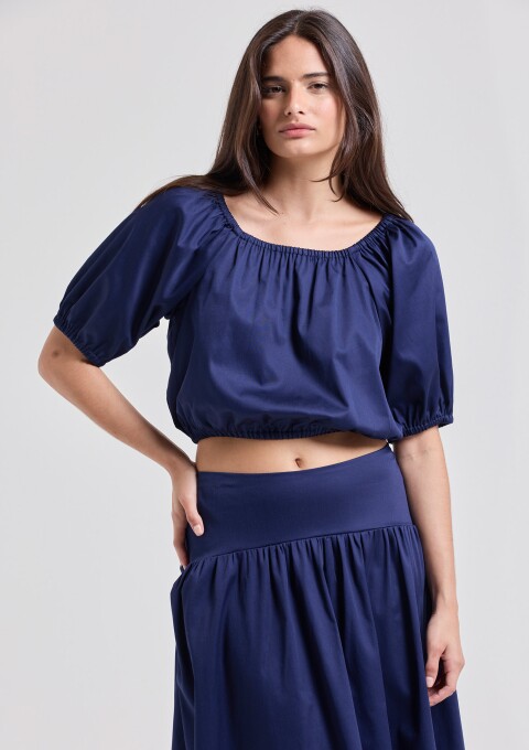 BLUSA FRANZIDA COTTON MARINHO
