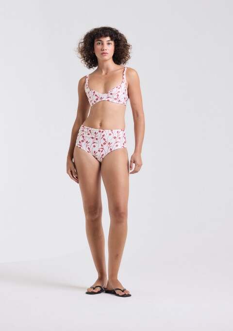 CALCINHA HOT PANTS VERMELHA TULIPAS