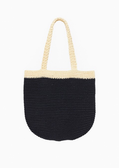 BOLSA LERU RÁFIA CREME/MARINHO