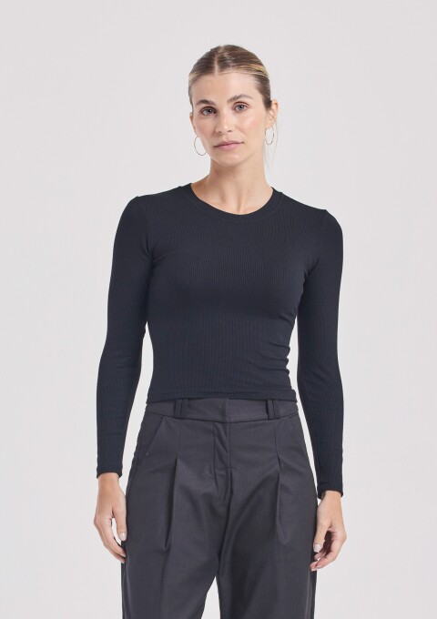 BLUSA MANGA RIBANA PRETO
