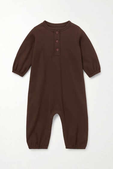 MACACÃO BABY COZY FLANELADO CAFÉ
