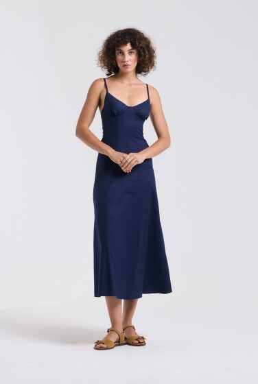 VESTIDO CORPETE MIDI MARINHO