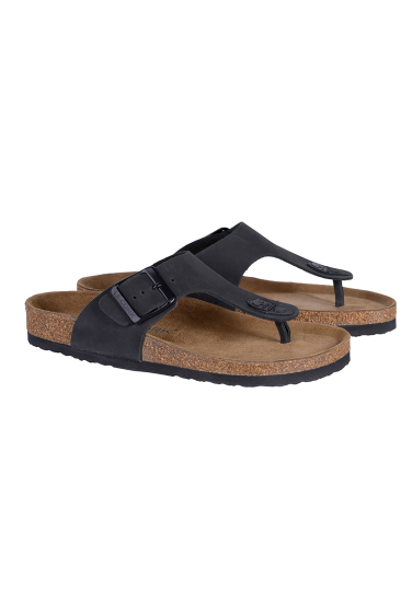 SANDALIA LE CORK CASCAIS PRETO ESTONADO FIVELA PRETA